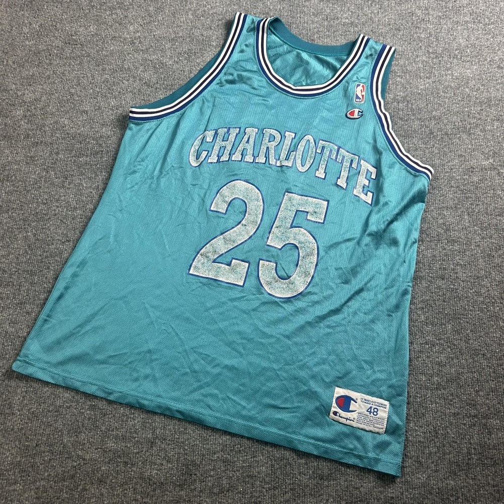 Vintage Charlotte Hornets Jersey Mens 48 Blue NBA Basketball Bennett Champion